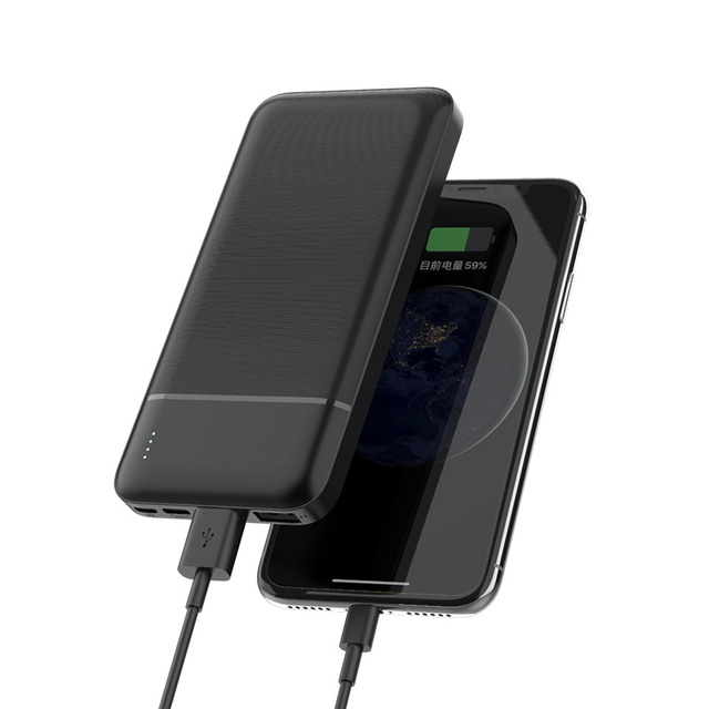 WST Super Thin Powerbank Slim Android Regular Style Double USB Low Price Portable Power Banks Black 10000mah Power Bank