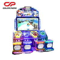 Machine de jeu d'arcade de course automobile colorée pour 4 joueurs, nouvelle et tendance, à pièces, pour enfants