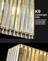 JYLIGHTING Lustre linéaire de cuisine en acier inoxydable avec barres de cristal rectangulaires et barres de pluie verticales, suspension de plafond