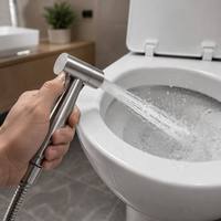 Pulvérisateur de lavabo portatif à pression d'eau réglable pour salle de bain, ensemble de toilette en acier inoxydable SUS304