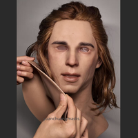 Masque réaliste en silicone souple, respirant et réutilisable, haute simulation, élastique, fabriqué à la main, pour hommes aux cheveux longs, cosplay