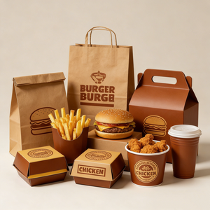 Custom Logo Kraft Paper Food Box Disposable Burger Packaging Box Greaseproof Takeaway Container for Hamburger French Fries - Product Image 1