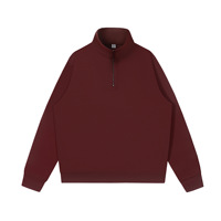 Sweat-shirt décontracté à col rabattu et demi-zip, uni, brodé, pour vêtements de travail, personnalisable avec logo imprimé, en polyester