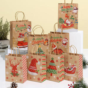 Sac en papier kraft de luxe personnalisé avec poignées, imprimé pour cadeaux de Noël, de Nouvel An et de fête, idéal pour l'emballage artisanal - Product Image 1
