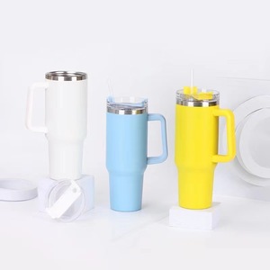 High Capacity 40OZ Double Walled Insulated Stainless Steel Classic Camping Tumbler Handle Lid <b>Straw</b> for Beverages Office Use - Product Image 4