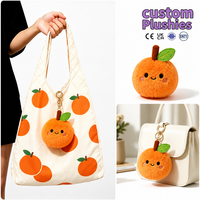 Sac de courses pliable et durable en peluche douce motif fruit d'orange, personnalisable, écologique, avec porte-clés en peluche, OEM ODM, faible MOQ, sac à main en peluche