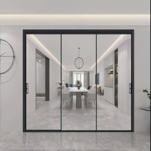 モダンでシンプルなスタイルのフレームレス透明強化ガラス、狭額縁アルミ引き戸（住宅およびオフィス内装デザイン用） - Product Image 2