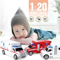Samtoy - Coche de Juguete de Ambulancia para Niños, Modelo de Metal Fundido a Presión con Puertas que se Abren, Simulación de Hospital, Escala 1:20, Funciona con Fricción