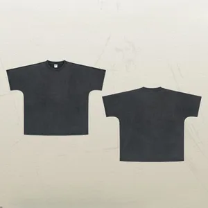 Caja de logotipo personalizado camiseta Streetwear Oversize en blanco recortada Top Camiseta de algodón de peso pesado Drop Shoulder Boxy Fit camiseta para hombres