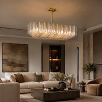 Lustre de plafond rectangulaire moderne en verre brosse effet glace pilée, luminaire suspendu pour îlot de cuisine, salle à manger, hôtel, bar, hall d'entrée