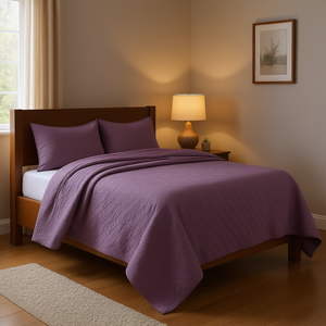 Juego de Cubrecamas Reversibles Purple King, Colección de Edredones de 3 Piezas, Diseño Sólido para Todas las Temporadas - Product Image 2