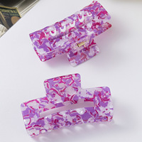 Barrettes à cheveux carrées creuses en PVC de style vintage violet-rose inspirées d'Instagram, accessoires pour cheveux girly en gros
