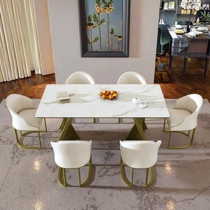 Vàng bàn ăn và 8 ghế đặt Oriental sang trọng ý xương cá Dinning bảng Bán Buôn Đồ nội thất đặt phòng ăn bảng - Product Image 1