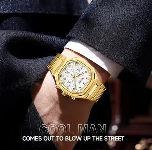 Luxus Uhr Herren Watch Custom Logo Casual Premium Stainless Steel Gold High End Wrist Men Chronograph Quartz Watch Orologio Uomo
