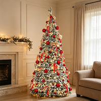 Sapin de Noël en plastique rouge LILIS |   Ornement pliable de 6 pieds |   Étanche IP65 pour usage commercial |   Installation en 60 secondes pour les fêtes