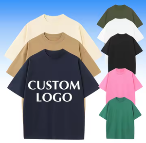 เสื้อยืดผ้าฝ้ายสำหรับผู้ชายทรงโอเวอร์ไซส์พิมพ์ลายโลโก้ตามสั่ง - Product Image 1