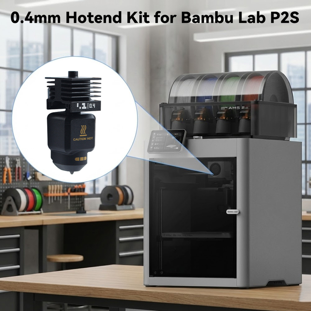 For Bambu Lab P2S Hotend Kit Detachable Hardened Steel 0.4mm Nozzle High Temperature Resistance for 3D Printer Accessories