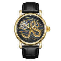 Montre à quartz limitée édition Année du Serpent, cadran or, design oriental de luxe, montre de précision