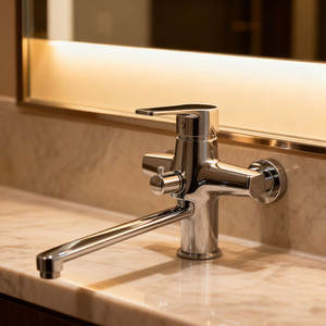 Modern <strong>Thermostatic</strong> <strong>Bath</strong> Faucet Single Handle Polished Chrome Finish Tub Shower Mixer <strong>Taps</strong> with Slide Bar Contemporary Design - Product Image 1