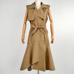 Robe <span class=keywords><strong>Trench</strong></span> <span class=keywords><strong>Sans</strong></span> Manches <span class=keywords><strong>Kaki</strong></span> pour Femme, Tendance et Longue, Personnalisable – Meilleure Vente - Product Image 3