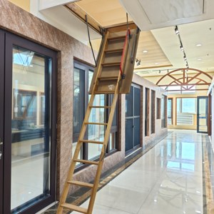 <span class=keywords><strong>Escalera</strong></span> Plegable Retráctil de <span class=keywords><strong>Madera</strong></span> Maciza de Diseño Moderno con Barandilla para Uso en Exteriores para Villa - Product Image 2