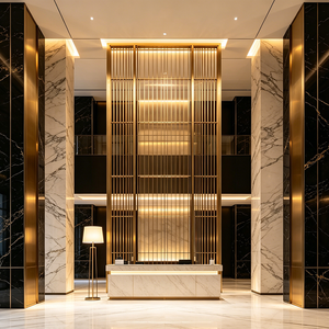 Bespoke Hotel <strong>Project</strong> Stainless Steel <strong>Screen</strong> Customized Modern Metal Room Divider for Interior Lobby Decoration - Product Image 3