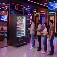 Distributeur automatique commercial en libre-service pour la vente de snacks, boissons et aliments à température ambiante dans les espaces publics