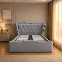 Modernes Luxuriöses PU-Leder-Bett mit Stauraum und Minimalistischem Design für Hotels und Haushalte