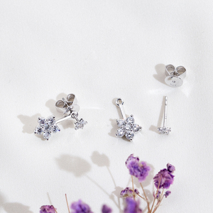 Boucles d'oreilles en or blanc 9 carats avec diamants de forme ronde Messi Jewelry MSE-898 pour femmes - Product Image 3