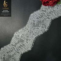 LEIXUSI 10cm Bordure en dentelle brodée motif double fleur de cils, garnitures DIY en stock pour lingerie, décolleté et décoration de jupe