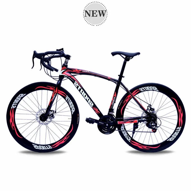 In stock red 26'' high quality Cheap price road Bicycle with Steel carbon frame 21 speed 700C road bike with disc brake hot sale
