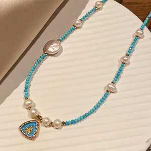 Collar de Perlas Naturales para Mujer con Nuevo Turquesa Chino, Exquisito y Fino Colgante - Product Image 5