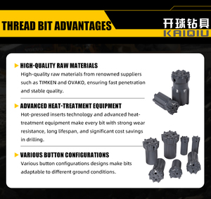 Trung Quốc T38 T45 T51 R32 R38 Hình Cầu Drifter Threaded Khoan Bits Tungsten Carbide Mũi Khoan Đá Công Cụ - Product Image 2