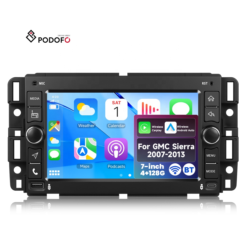 Автомагнитола Podofo для GMC Sierra 2007-2013, 2 Din, 7 дюймов, 4 + 128 г, Android