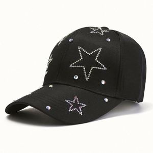 Gorra de Béisbol Elegante al por Mayor, de Algodón Negro y Rosa con Pedrería Brillante para Mujer - Product Image 1
