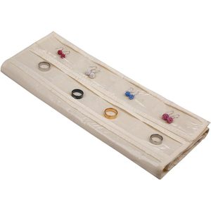 Organisateur de bijoux suspendu, 80 poches, beige, pour le rangement des boucles d'oreilles et des bagues, pour femmes et filles - Product Image 3