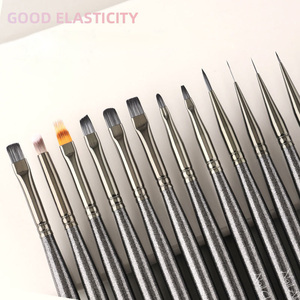 Pinceau à gel dur avec manche en bois 6mm 9mm 12mm pour liner, détails, peinture graphique, ovale, rond, plat, pour construction, dégradé ombré, French manucure - Product Image 1