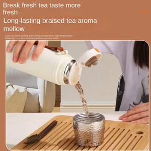 Tasse à thé braisée à couvercle de marteau personnalisable en acier inoxydable 316 bouteille thermos sous vide laque tasse de cadeau d'eau de séparation de thé de voiture - Product Image 4