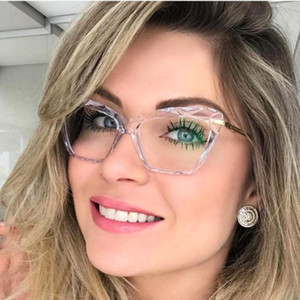 Gafas de Sol Multifacéticas con Cristal Ojo de Gato y Protección Anti Luz Azul para Mujer, Montura de Gafas con Lentes Transparentes, Estilo Urbano Moderno para Mujer Europea - Product Image 6