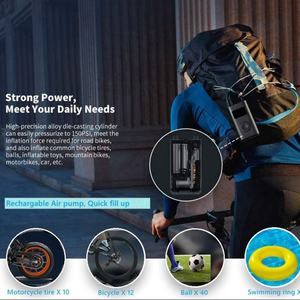 Mini compresseur d'air portable sans fil automatique 150 PSI 2000 mAh avec lumière LED pour gonflage de pneus - Product Image 5