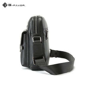 Personalizado 	 Bolsos de Mensajero de Cuero Genuino Negro y Gris Casuales para Negocios, Sacoche Homme, Bolsos Cruzados de Hombro Duraderos para Hombre - Product Image 2