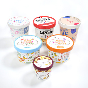 Custom 4oz 16oz disposable ice cream paper cup soup packaging container with paper lids