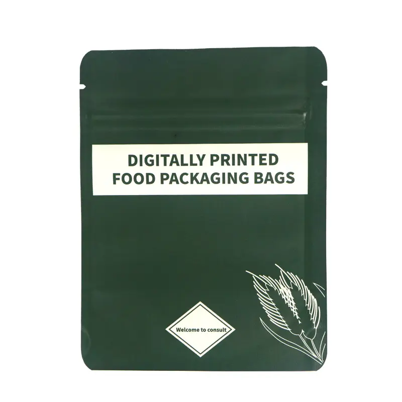 Bolsas Mylar de plástico transparente impresas personalizadas para embalaje de hierbas y especias, bolsa de pie mate con cremallera