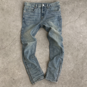 <span class=keywords><strong>Jeans</strong></span> da <span class=keywords><strong>Uomo</strong></span> Streetwear Personalizzati Vintage Wash Skinny Stretti con Zip e Fondo Aperto Svasato - Product Image 4