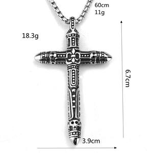 Stainless Steel <b>Cross</b> Pendant Necklace Men's Asymmetrical Geometric Design Gift Jewelry Fashion Accessory - Product Image 5