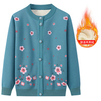 Nouvel arrivage de veste imprimée chaude femme pull de grand-mère rembourré cardigan maman pull en tricot impression cardigan chaud