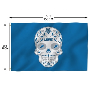 En Stock Toutes les équipes de football Drapeau 3x5ftBannière de conception personnalisée de haute qualité 100% Polyester Sports <span class=keywords><strong>Nfl</strong></span> Drapeau Squelette humain Drapeaux - Product Image 5