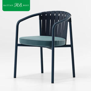 Silla de Comedor Moderna y Resistente con Marco de Aluminio Azul Marino para Jardín, Patio, <span class=keywords><strong>Restaurante</strong></span> y Hotel - Product Image 4