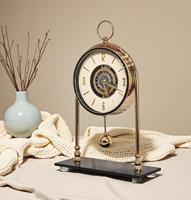 Horloge de bureau moderne minimaliste en métal avec trépied, mouvement à quartz silencieux, calendriers et rétroéclairage pour la maison et les bureaux