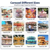 Manège de luxe à 24 places pour parc d'attractions, carrousel extérieur électrique avec chevaux